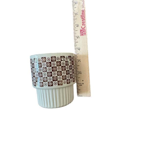 MCM Brown Checkered Daisy VTG 4 Stackable Mugs USA Made McCoy (?) READ NOTE - Picture 8 of 8